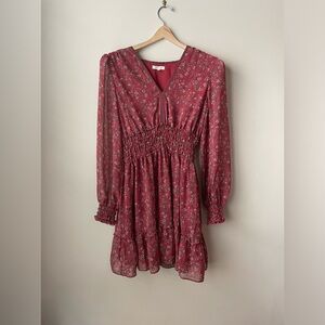 Max Studio red floral long sleeve dress